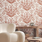 Avian Fountain Toile Brick Wallpaper