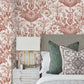 Avian Fountain Toile Brick Wallpaper