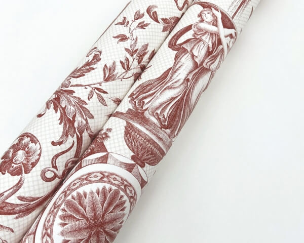 Avian Fountain Toile Brick Wallpaper