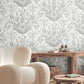 Avian Fountain Toile Grey Wallpaper