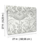 Avian Fountain Toile Grey Wallpaper