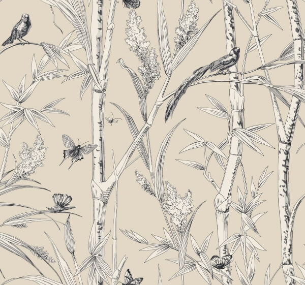 Bambou Toile Beige Wallpaper