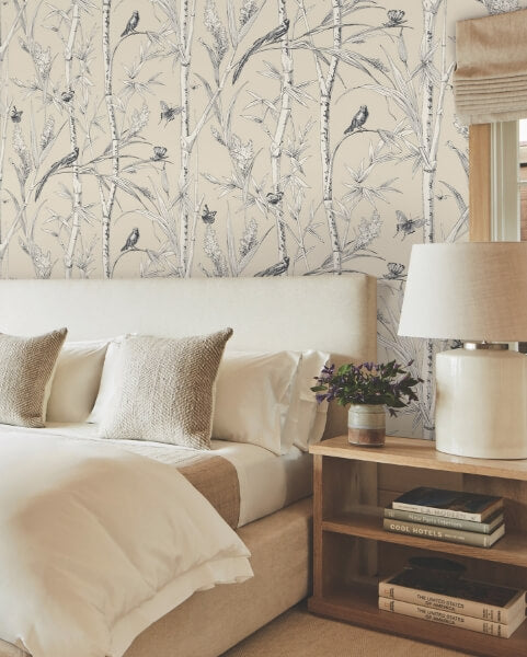 Bambou Toile Beige Wallpaper