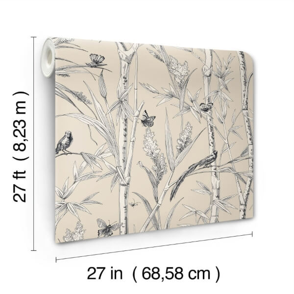 Bambou Toile Beige Wallpaper