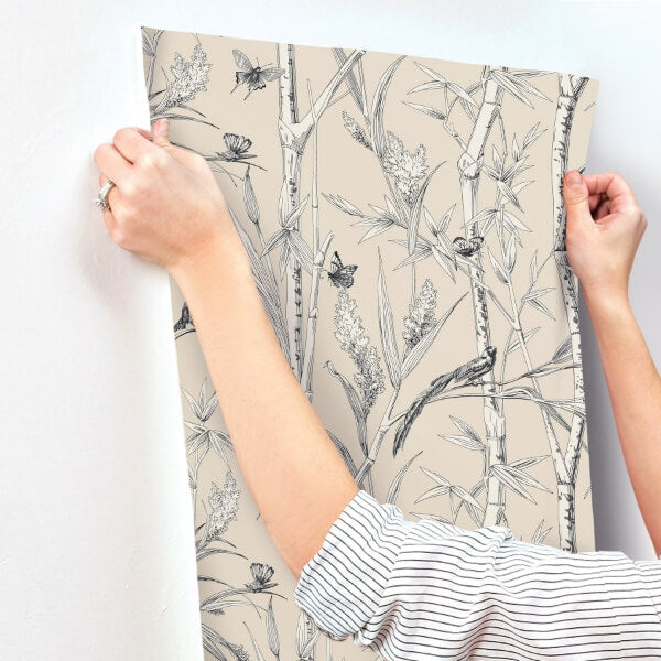 Bambou Toile Beige Wallpaper