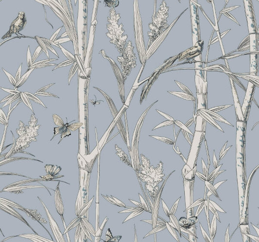 Bambou Toile Sky Blue Wallpaper