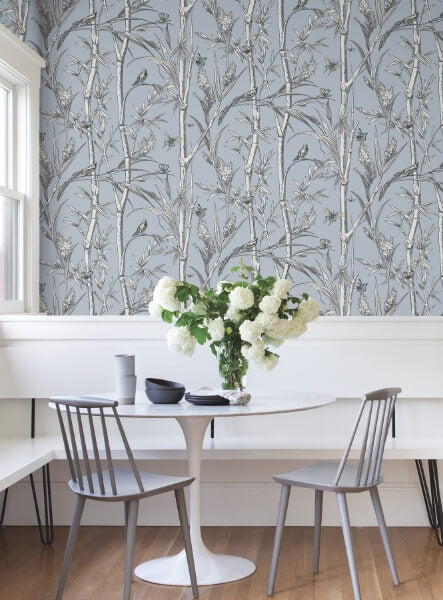 Bambou Toile Sky Blue Wallpaper