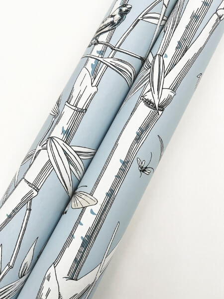 Bambou Toile Sky Blue Wallpaper