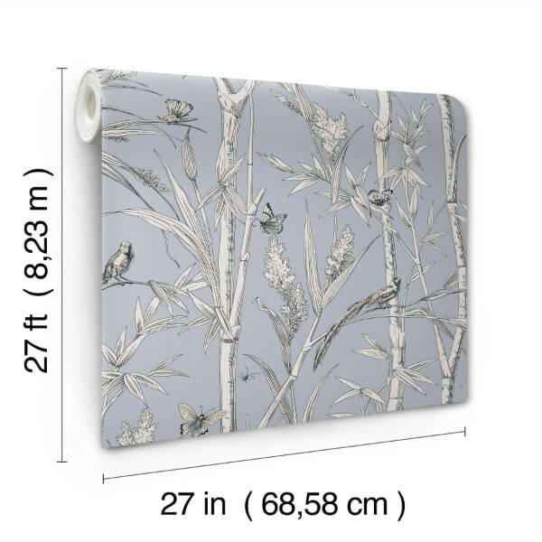 Bambou Toile Sky Blue Wallpaper