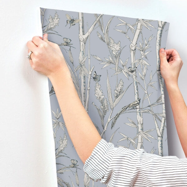 Bambou Toile Sky Blue Wallpaper