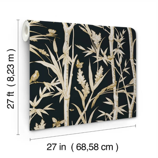 Bambou Toile Black Wallpaper