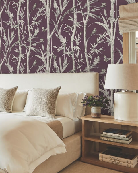 Bambou Toile Burgundy Wallpaper