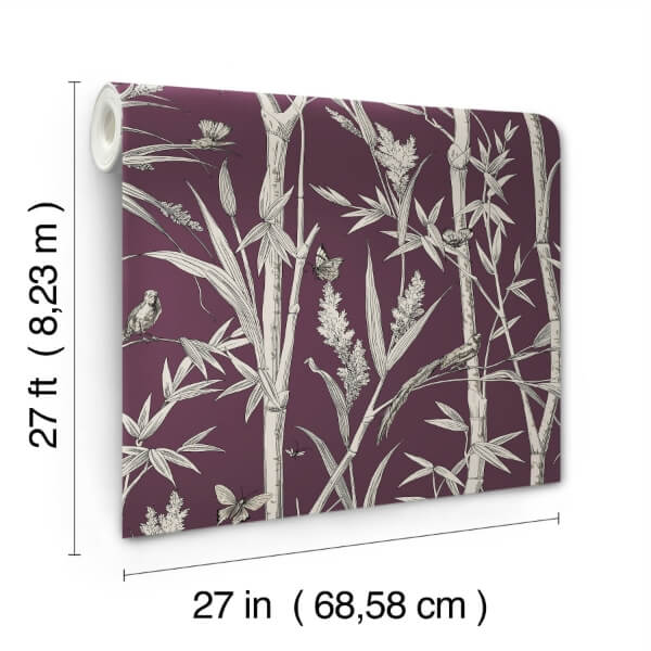 Bambou Toile Burgundy Wallpaper