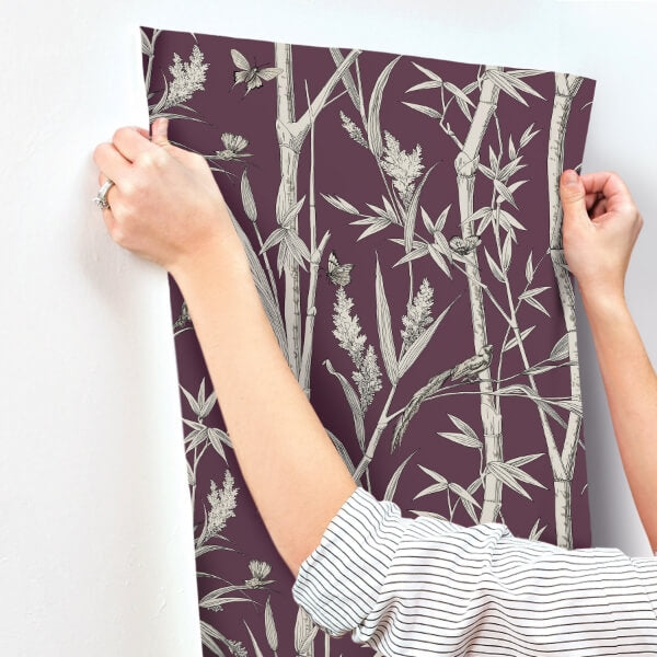 Bambou Toile Burgundy Wallpaper