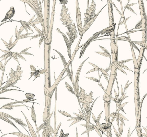 Bambou Toile White Wallpaper