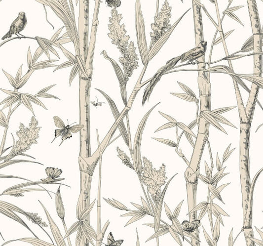 Bambou Toile White Wallpaper