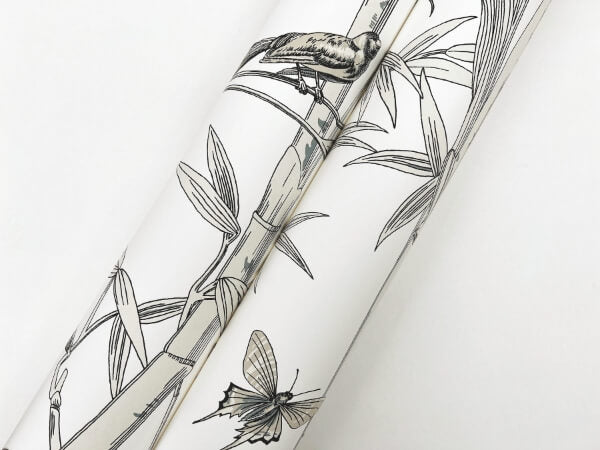Bambou Toile White Wallpaper