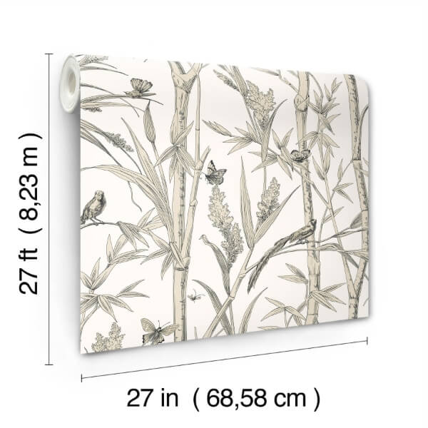 Bambou Toile White Wallpaper