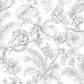Tropical Sketch Toile Black Wallpaper