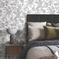 Tropical Sketch Toile Black Wallpaper