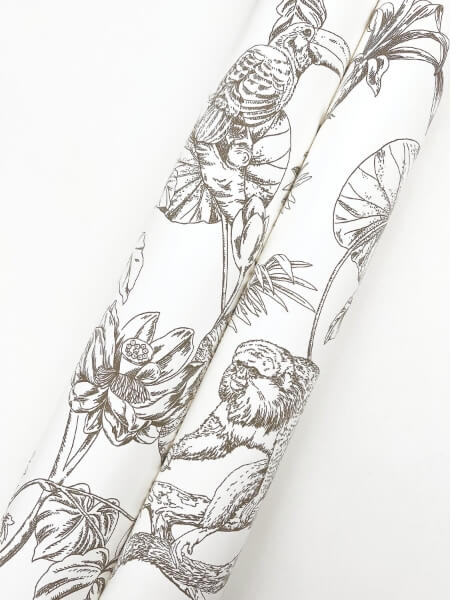 Tropical Sketch Toile Brown Wallpaper