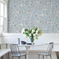 Passion Flower Toile Sky Blue Wallpaper