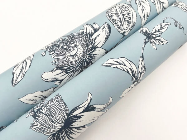 Passion Flower Toile Sky Blue Wallpaper