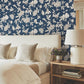 Passion Flower Toile Navy Wallpaper