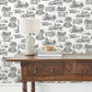 Modern Vista Toile Black Wallpaper