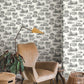 Modern Vista Toile Black Wallpaper