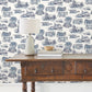 Modern Vista Toile Navy Wallpaper