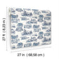 Modern Vista Toile Navy Wallpaper