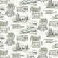 Modern Vista Toile Evergreen Wallpaper