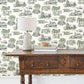 Modern Vista Toile Evergreen Wallpaper