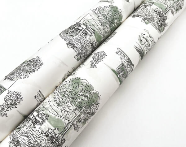 Modern Vista Toile Evergreen Wallpaper