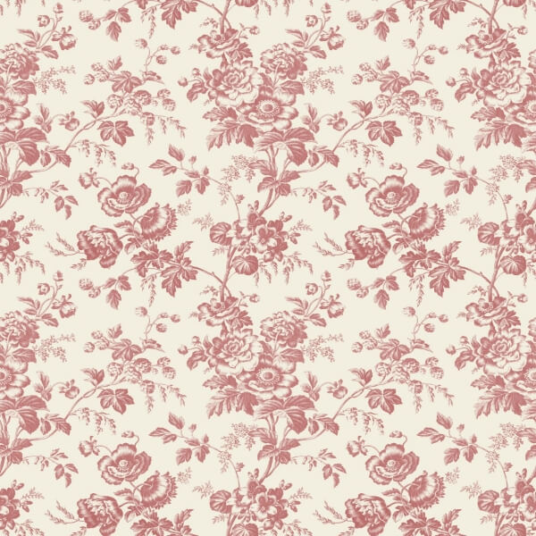 Anemone Toile French Red Wallpaper
