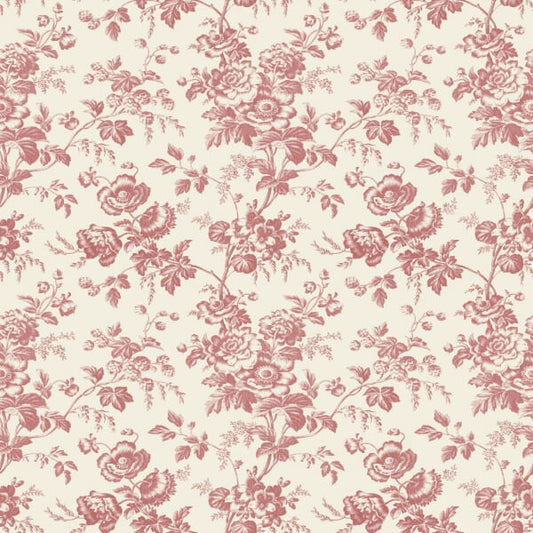 Anemone Toile French Red Wallpaper