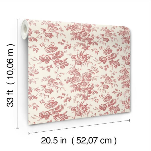 Anemone Toile French Red Wallpaper