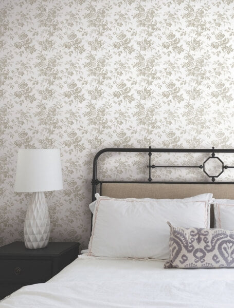 Anemone Toile Taupe Wallpaper