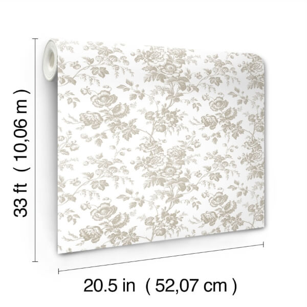 Anemone Toile Taupe Wallpaper