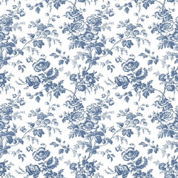 Anemone Toile Navy Wallpaper