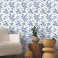 Anemone Toile Navy Wallpaper