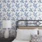 Anemone Toile Navy Wallpaper