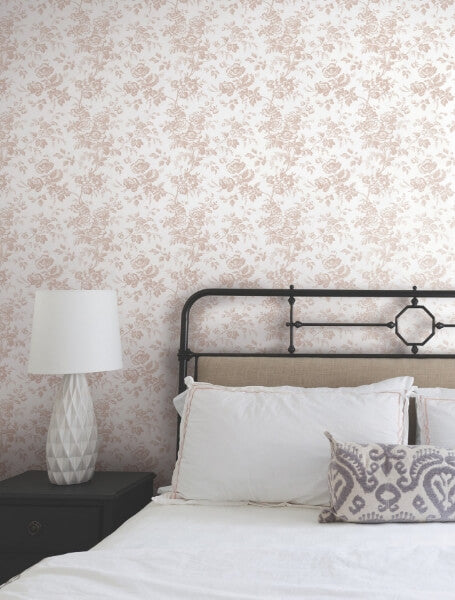 Anemone Toile Blush Wallpaper