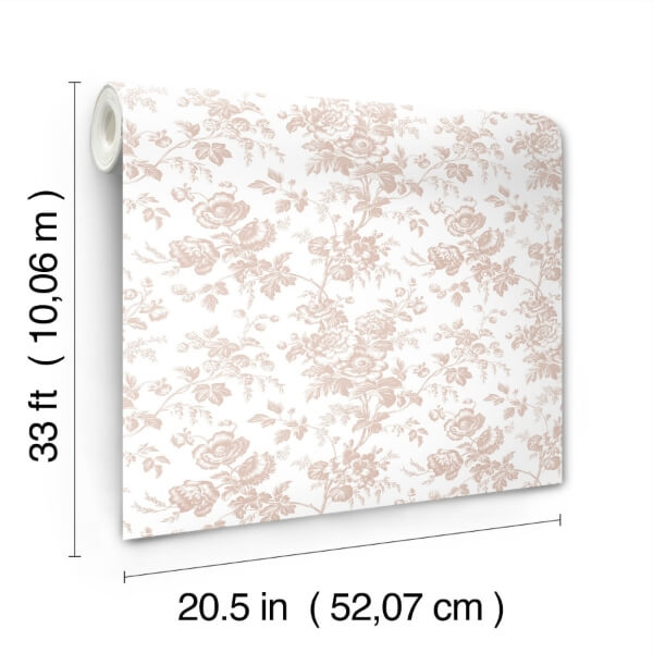 Anemone Toile Blush Wallpaper