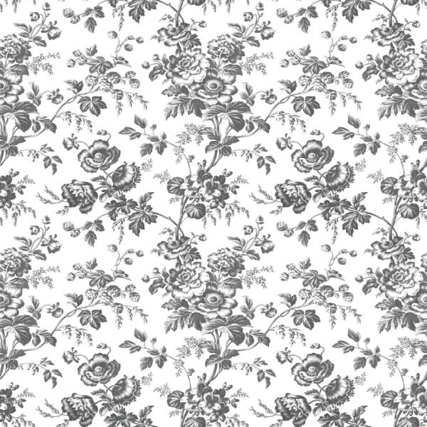 Anemone Toile Black Wallpaper