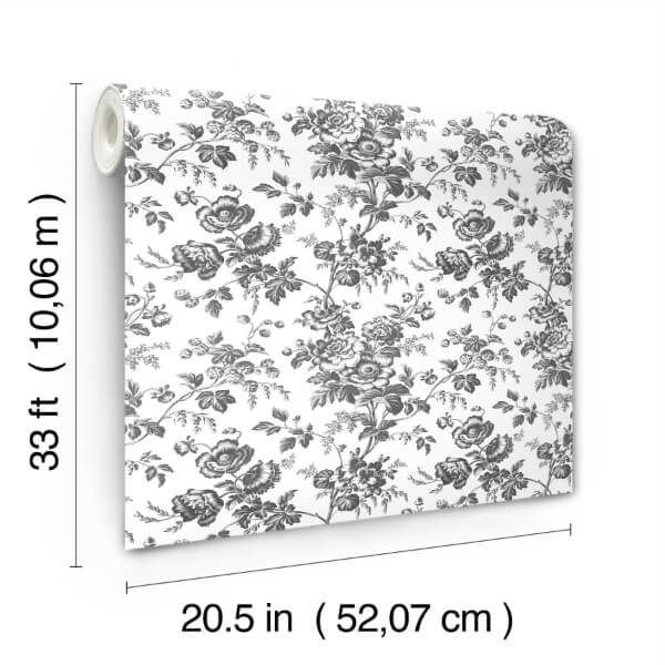 Anemone Toile Black Wallpaper