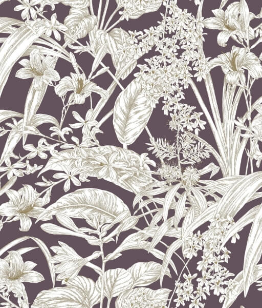 Orchid Conservatory Toile Mulberry Wallpaper