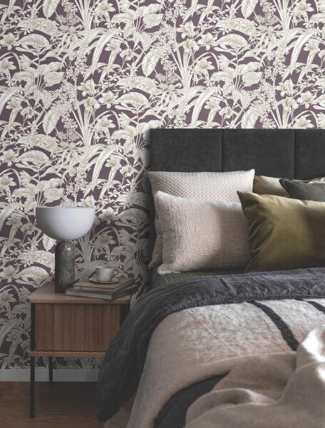 Orchid Conservatory Toile Mulberry Wallpaper