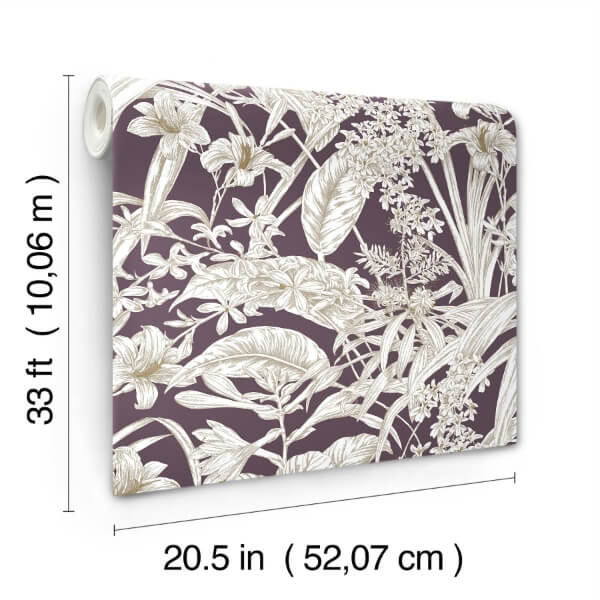 Orchid Conservatory Toile Mulberry Wallpaper